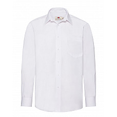 White Men's Long Sleeve Poplin Shirt