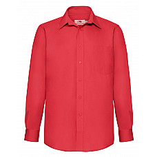 Red Men's Long Sleeve Poplin Shirt