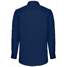 Navy Blue Men's Long Sleeve Poplin Shirt