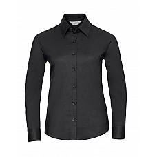 Black Ladies' Long Sleeve Tailored Oxford Shirt