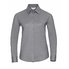 Silver Ladies' Long Sleeve Tailored Oxford Shirt