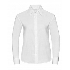 White Ladies' Long Sleeve Tailored Oxford Shirt