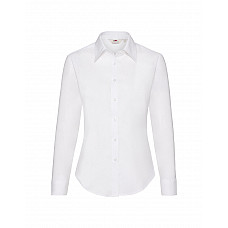 White Ladies' Long Sleeve Oxford Shirt