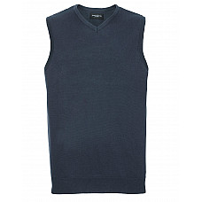 French Navy V-Neck Sleeveless Knitted Pullover