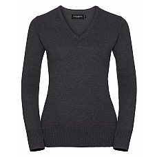 Charcoal Marl Ladies' V-Neck Knitted Pullover