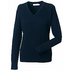 French Navy Ladies' V-Neck Knitted Pullover