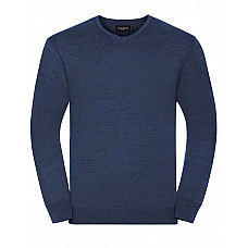 Denim Marl Men's V-Neck Knitted Pullover