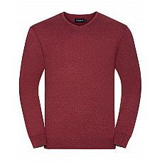 Cranberry Marl Men's V-Neck Knitted Pullover