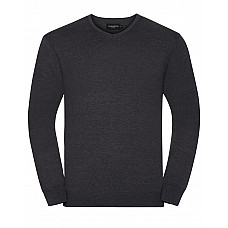 Charcoal Marl Men's V-Neck Knitted Pullover