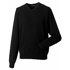 Black Men's V-Neck Knitted Pullover