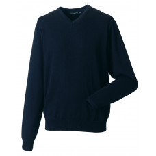 French Navy Men's V-Neck Knitted Pullover