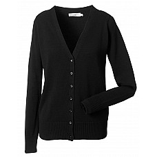 Black Ladies'  V-Neck Knitted Cardigan