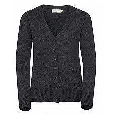 Charcoal Marl Ladies'  V-Neck Knitted Cardigan