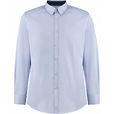 Light Blue/Navy Tailored Fit Long Sleeve Premium Contrast Oxford Button Down Collar Shirt