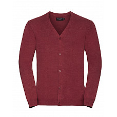 Cranberry Marl Men's V-Neck Knitted Cardigan