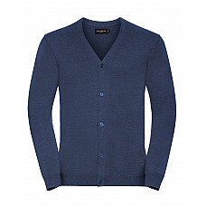 Denim Marl Men's V-Neck Knitted Cardigan