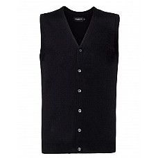 Black Men's V-Neck Sleeveless Knitted Cardigan