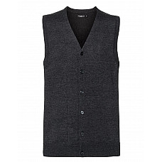 Charcoal Marl Men's V-Neck Sleeveless Knitted Cardigan