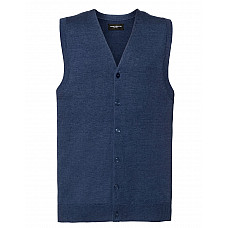 Denim Marl Men's V-Neck Sleeveless Knitted Cardigan