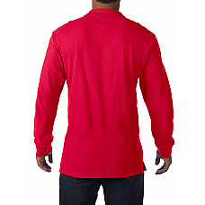 Red Premium Cotton® Adult Long Sleeve Double Piqué Polo