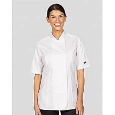 White Ladies' Short Sleeve Fitted Chef's Jacket