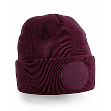 Burgundy Circular Patch Beanie