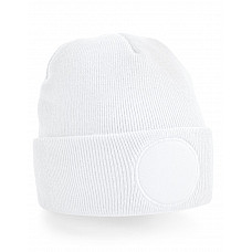 White Circular Patch Beanie