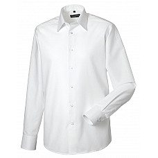 White Men's Long Sleeve Tailored Oxford Shirt