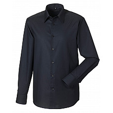 Black Men's Long Sleeve Tailored Oxford Shirt