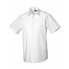 White Men's Short Sleeve Tailored Oxford Shirt