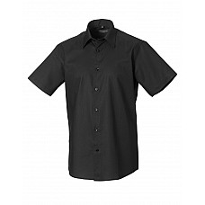 Black Men's Short Sleeve Tailored Oxford Shirt