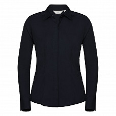 French Navy Ladies' Long Sleeve Fitted Polycotton Poplin Shirt