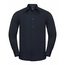 French Navy Men's Long Sleeve Tailored Polycotton Poplin Shirt