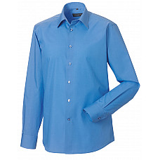 Corporate Blue Men's Long Sleeve Tailored Polycotton Poplin Shirt