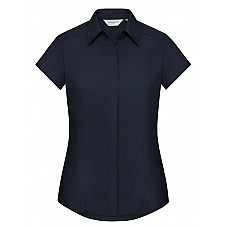 French Navy Ladies' Cap Sleeve Fitted Polycotton Poplin Shirt