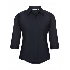 French Navy Ladies' 3/4 Sleeve Fitted Polycotton Poplin Shirt