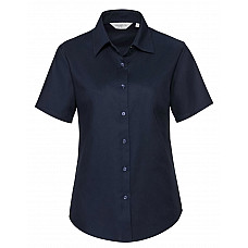 Bright Navy Ladies' Short Sleeve Tailored Oxford Shirt