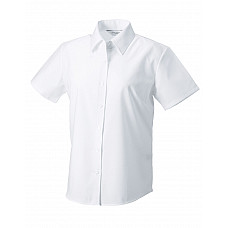 White Ladies' Short Sleeve Tailored Oxford Shirt