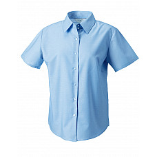 Oxford Blue Ladies' Short Sleeve Tailored Oxford Shirt