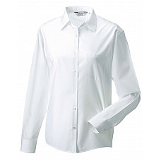 White Ladies' Long Sleeve Classic Polycotton Poplin Shirt