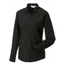 Black Ladies' Long Sleeve Classic Polycotton Poplin Shirt