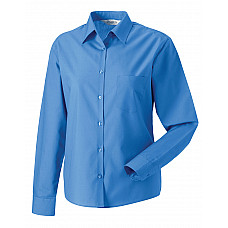 Corporate Blue Ladies' Long Sleeve Classic Polycotton Poplin Shirt