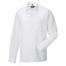 White Men's Long Sleeve Classic Polycotton Poplin Shirt