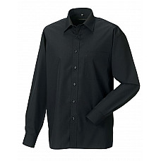 Black Men's Long Sleeve Classic Polycotton Poplin Shirt