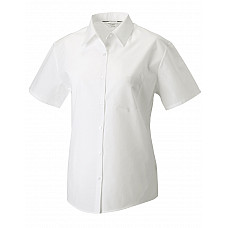 White Ladies' Short Sleeve Classic Polycotton Poplin Shirt