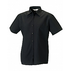 Black Ladies' Short Sleeve Classic Polycotton Poplin Shirt