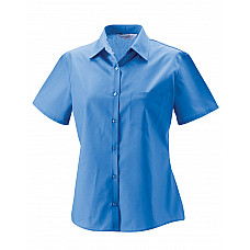 Corporate Blue Ladies' Short Sleeve Classic Polycotton Poplin Shirt