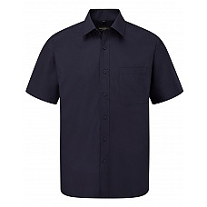 French Navy Men's Short Sleeve Classic Polycotton Poplin Shirt