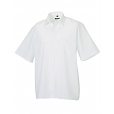 White Men's Short Sleeve Classic Polycotton Poplin Shirt