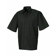 Black Men's Short Sleeve Classic Polycotton Poplin Shirt